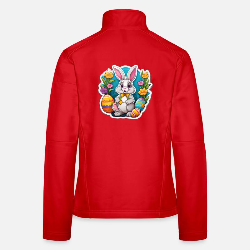 Pastel Easter Bunny and Flowering Eggs Women's Softshell Jacket