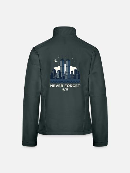 Never Forget 9/11 Skyline Nacht - Frauen Softshelljacke - Dunkelgrau - Hinten