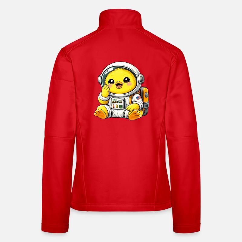 Cute Chicken Chick Astronaut Space Explorer Women's Softshell Jacket