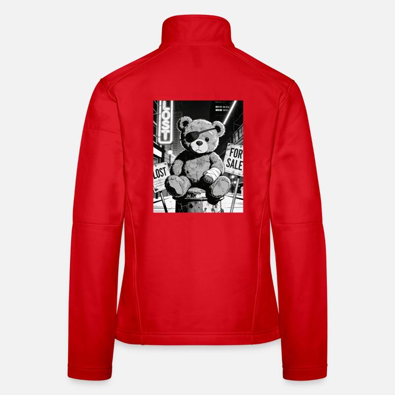 Ours néon noir avec cache-œil Veste en tissu softshell Femme