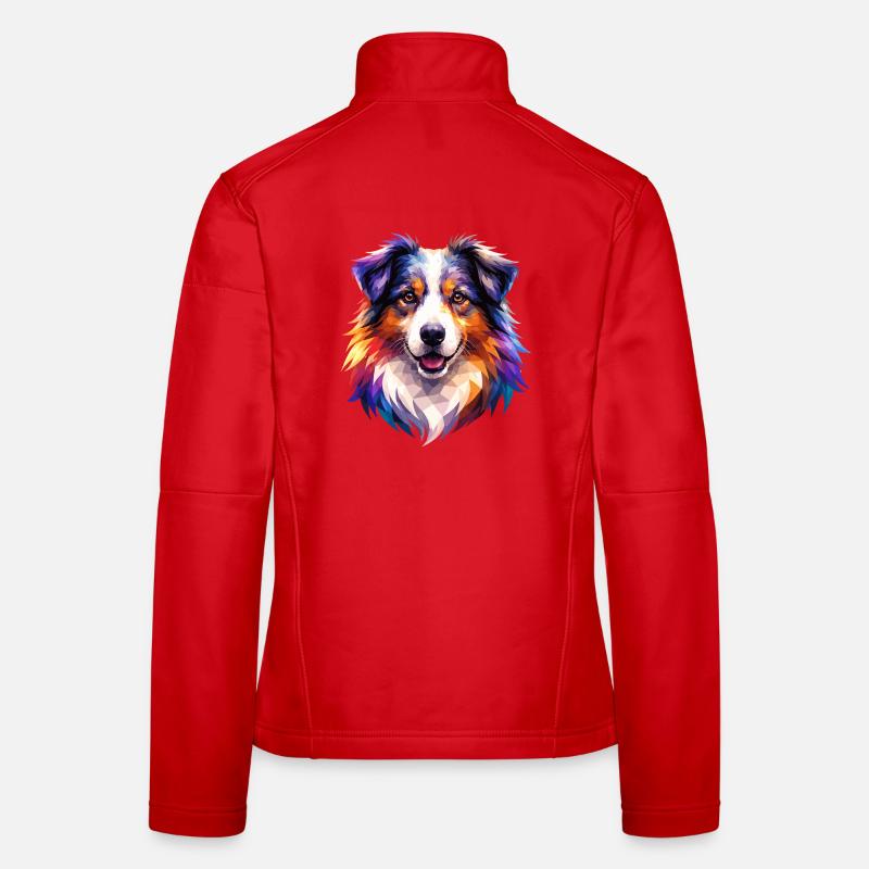 Colorful Aussie Polygon Art – Australian Shepherd Women's Softshell Jacket