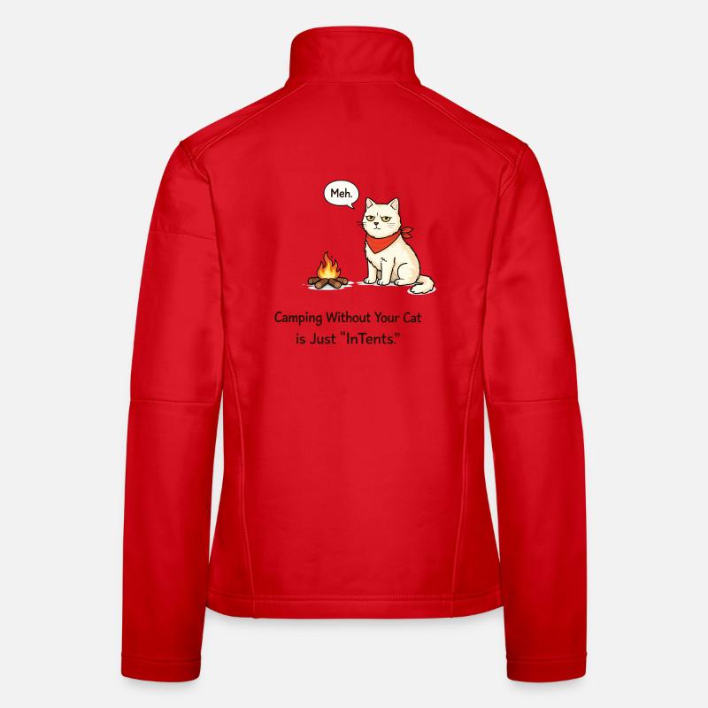 InTent Cat Camping Pun Design Women's Softshell Jacket