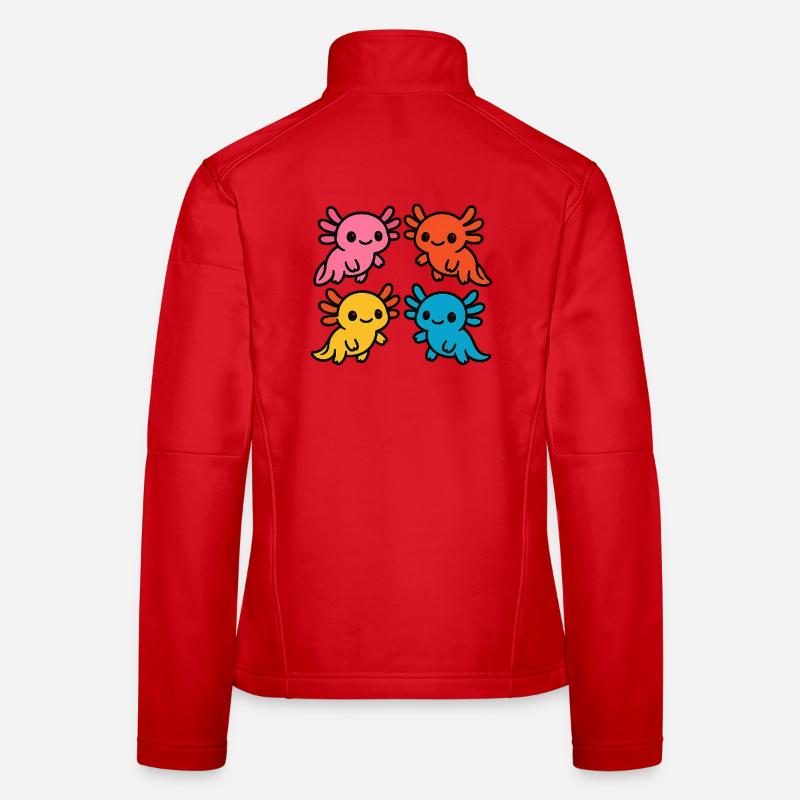 Mignonne Axolotl Couleurs Colorées Design mignon Veste en tissu softshell Femme