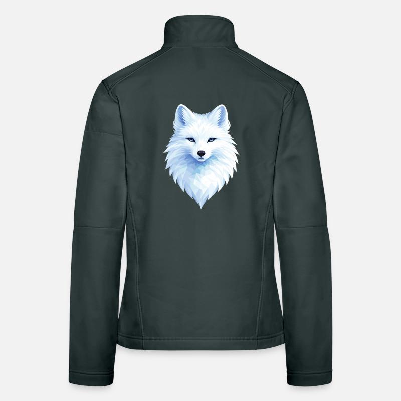 Polar Fox Blue Polygon– Geometric Polar Fox Design Frauen Softshelljacke