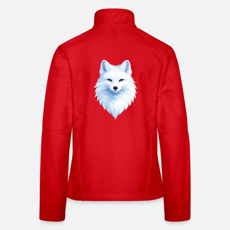 Polar Fox Blue Polygon– Geometric Polar Fox Design Women's Softshell Jacket