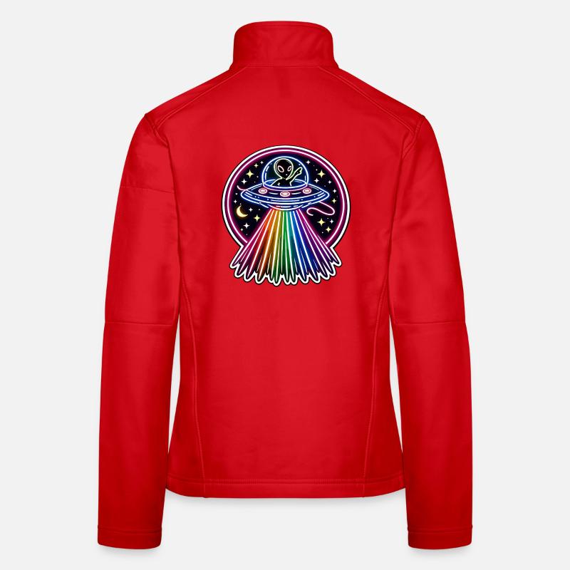 UFO Neon Alien Rainbow Alien Space Women's Softshell Jacket