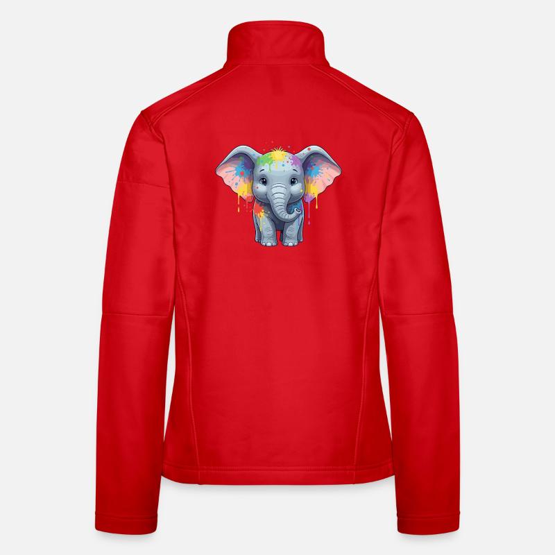 Bunter Elefanten-Splash Frauen Softshelljacke