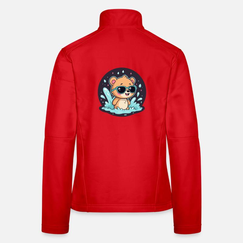 Schicker Surferbär mit blauer Brille Frauen Softshelljacke