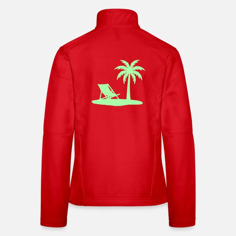 Palm Tree Deck Chair Beach Vector Women's Softshell Jacket