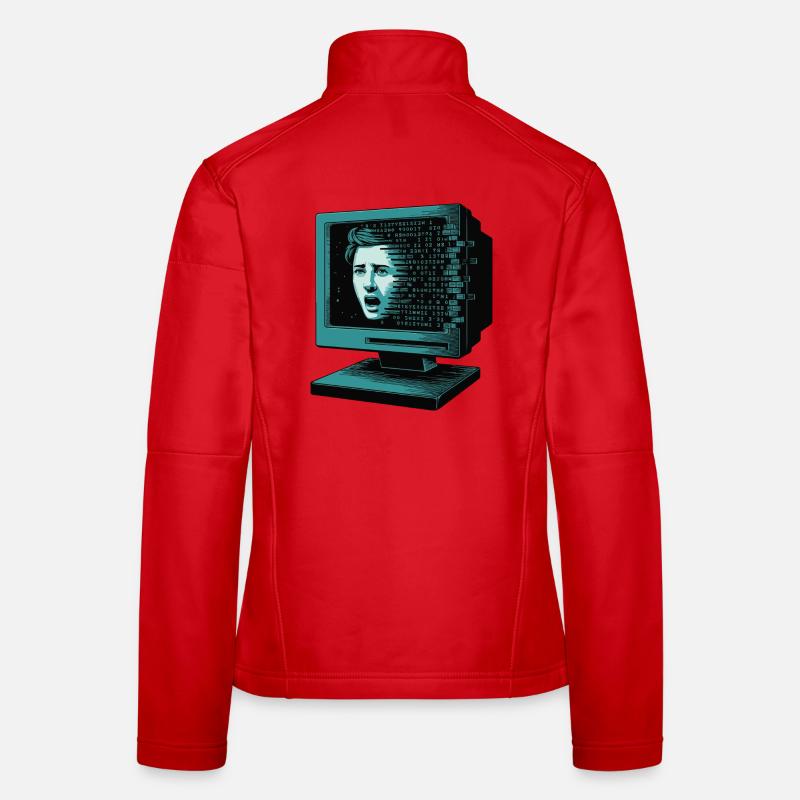 Retro Computer Terror Retroglitch AI Women's Softshell Jacket