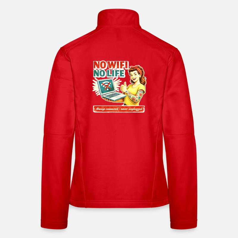 Pas de Wi-Fi, pas de vie rétro Veste en tissu softshell Femme