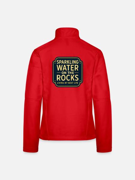 Sparklendes Wasser auf Felsen Neon - Frauen Softshelljacke - Rot - Hinten