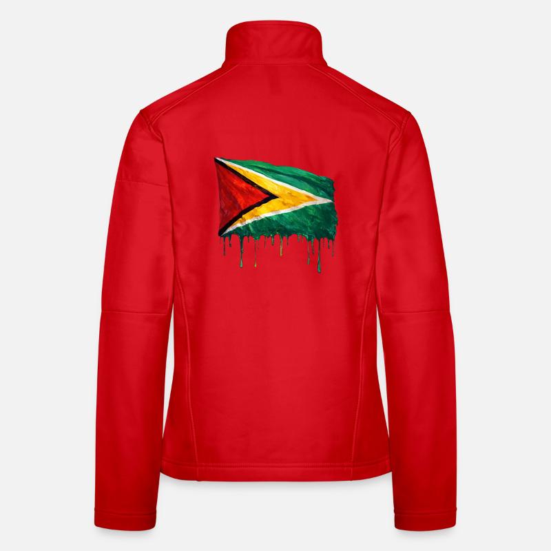 Art de la chute du drapeau du Guyana Veste en tissu softshell Femme