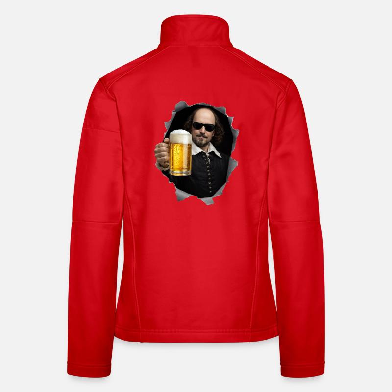 William-Shakespeare mit Bier Frauen Softshelljacke