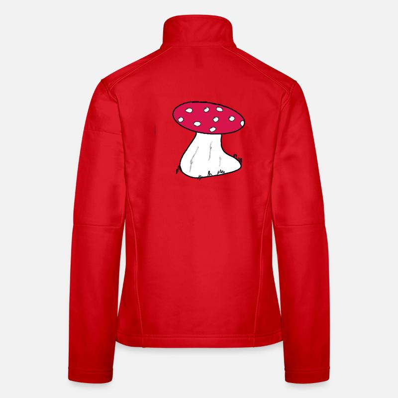 Red Toadstool Cartoon Pattern Women's Softshell Jacket