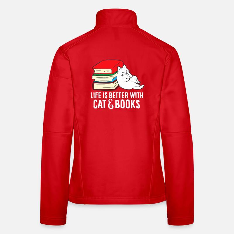 Pile douillette de Chat et Livres Veste en tissu softshell Femme
