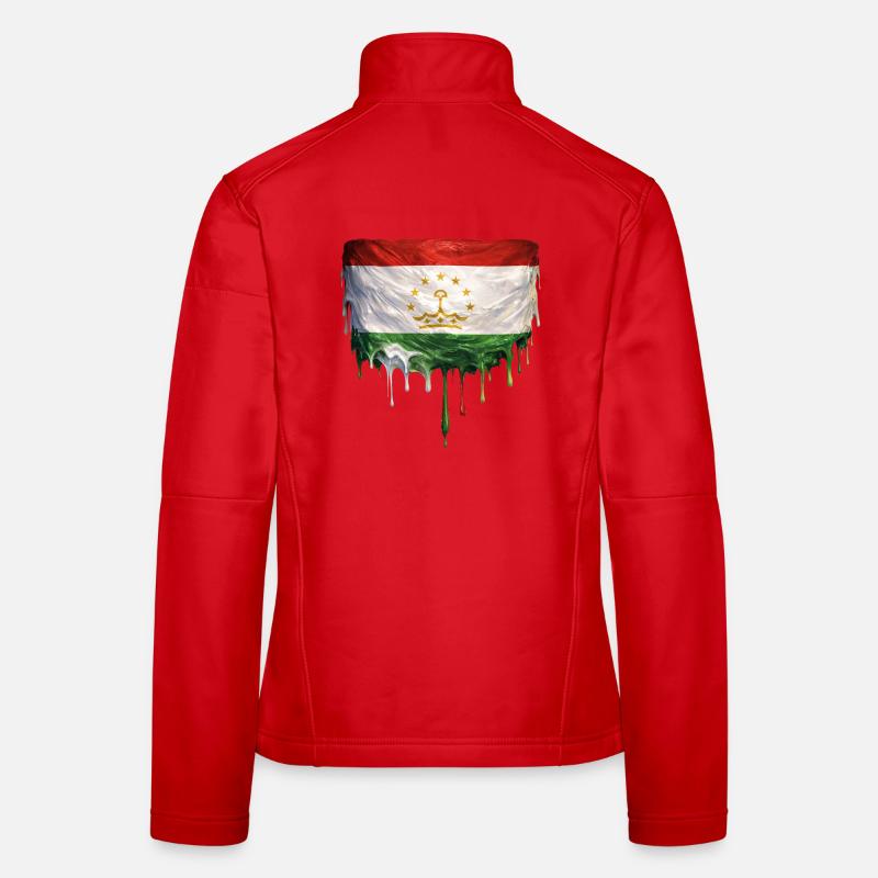 Gouttes de graffitis du drapeau tadjik Veste en tissu softshell Femme