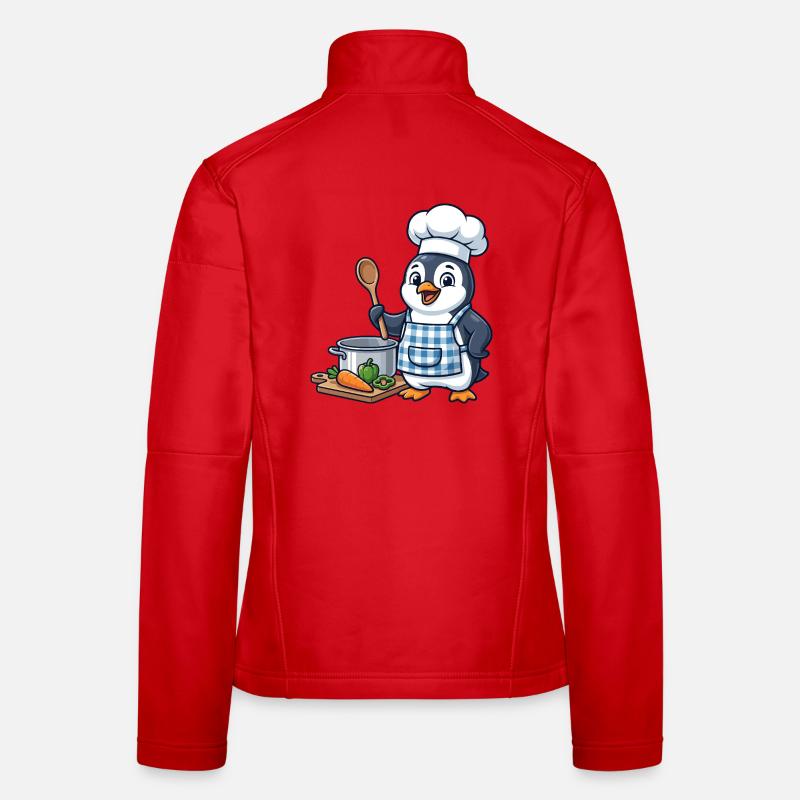 Pinguin Chef Gemüsekochen Frauen Softshelljacke