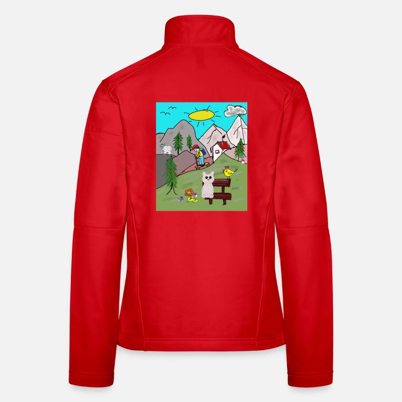 Funny Alpine Idyll Cartoon Holiday Mountains Mountains - Women's Softshell Jacket - red