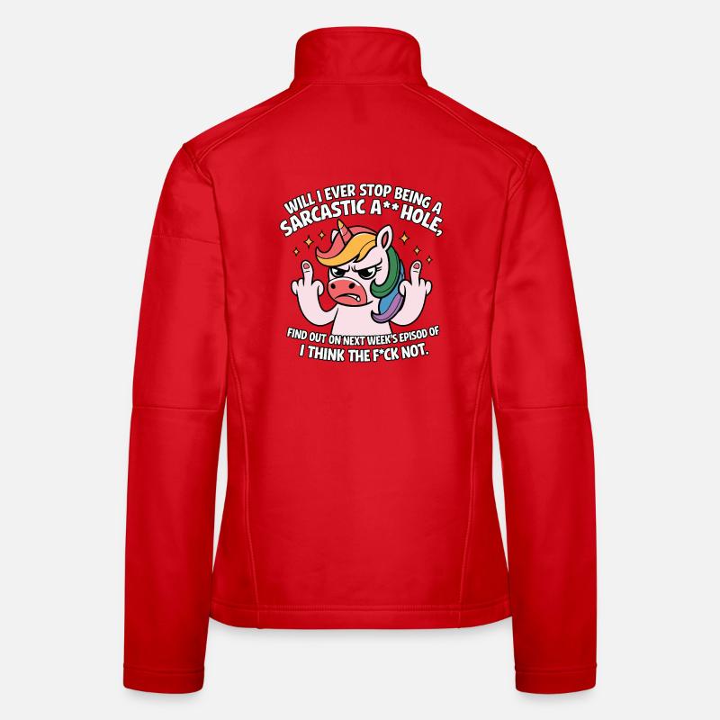 Provocative unicorn with middle finger sarcasm Women's Softshell Jacket