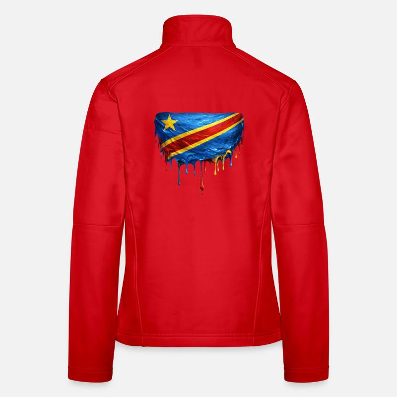 Drapeau du Congo dans l’art en goutte Veste en tissu softshell Femme