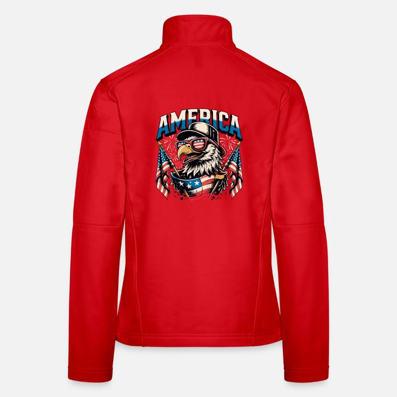 Patriotic Eagle with Flags Women's Softshell Jacket