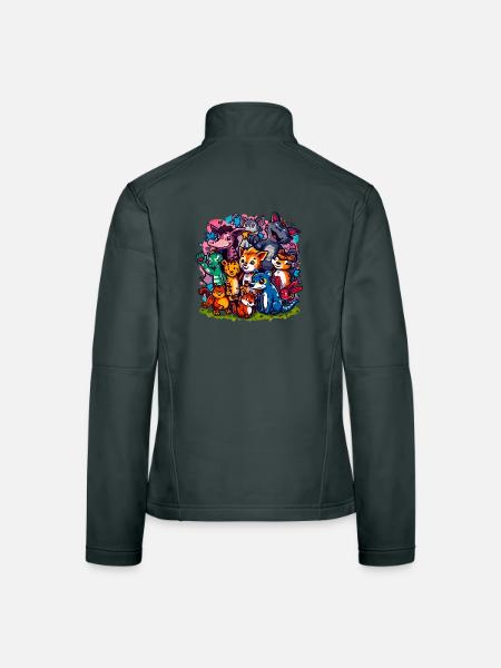 Animals Group Cartoon Colors - Women's Softshell Jacket - red - Back