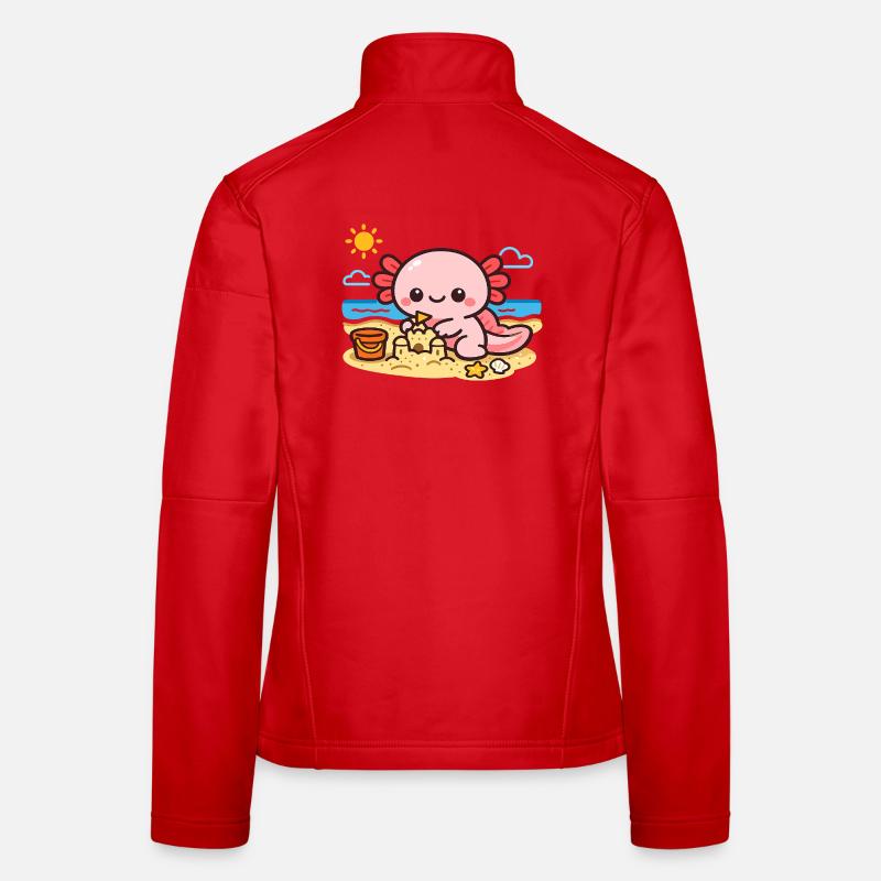Cuddly Axolotl on the Beach Women's Softshell Jacket