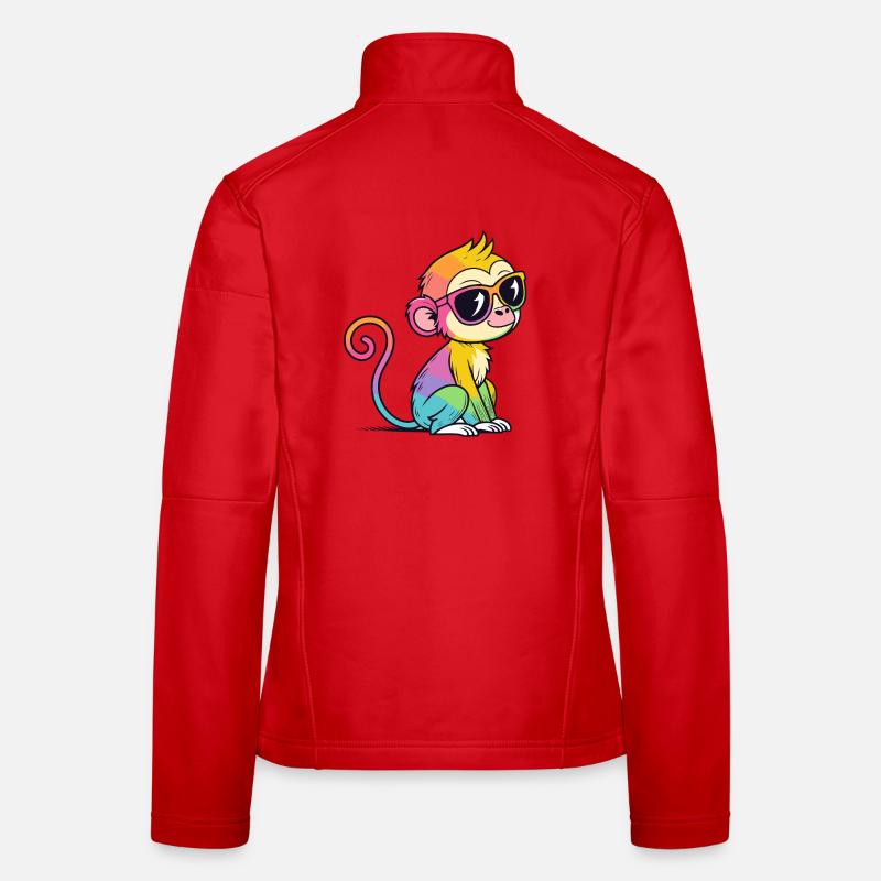 Singe Arc en Ciel Lunettes Chic Veste en tissu softshell Femme