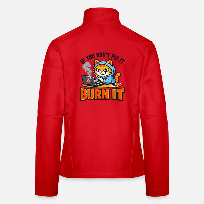 Computer Scientist Cat Burn It - Funny Saying - Women's Softshell Jacket - red