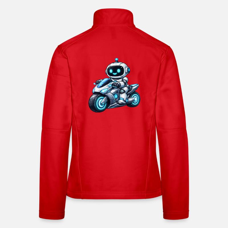 Robot on motorcycle Women's Softshell Jacket