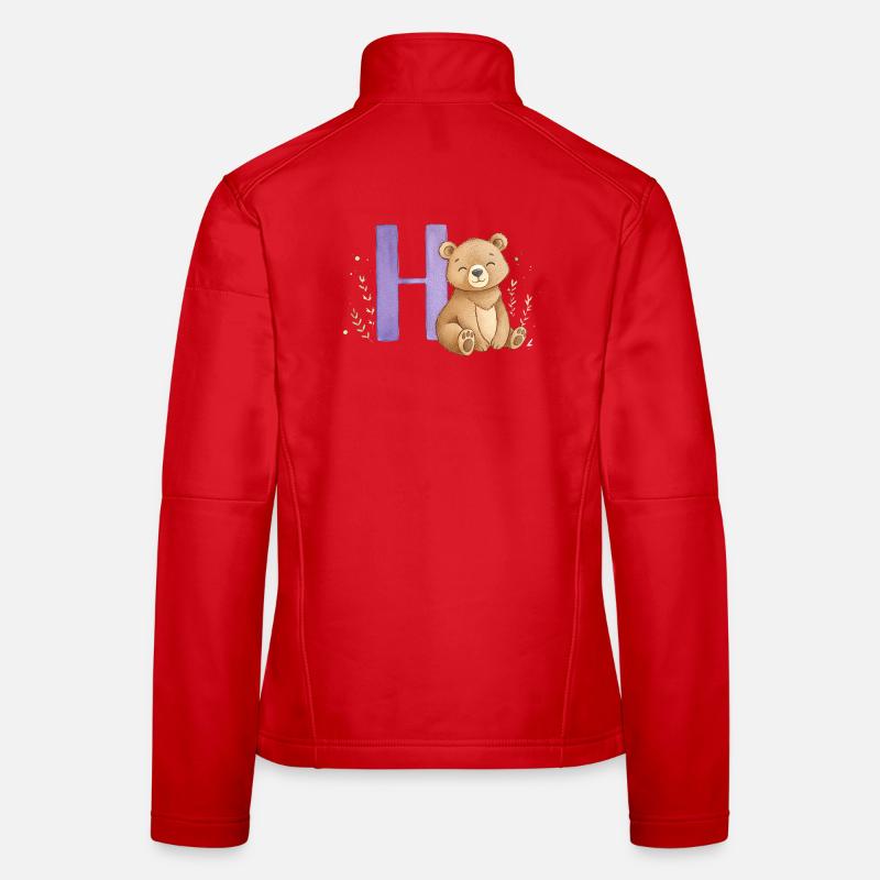 Cuddly bear on the letter H Women's Softshell Jacket