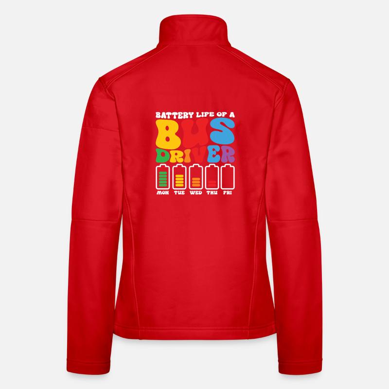 Funny Bus Driver Battery School Bus Driver Bus Pub Women's Softshell Jacket