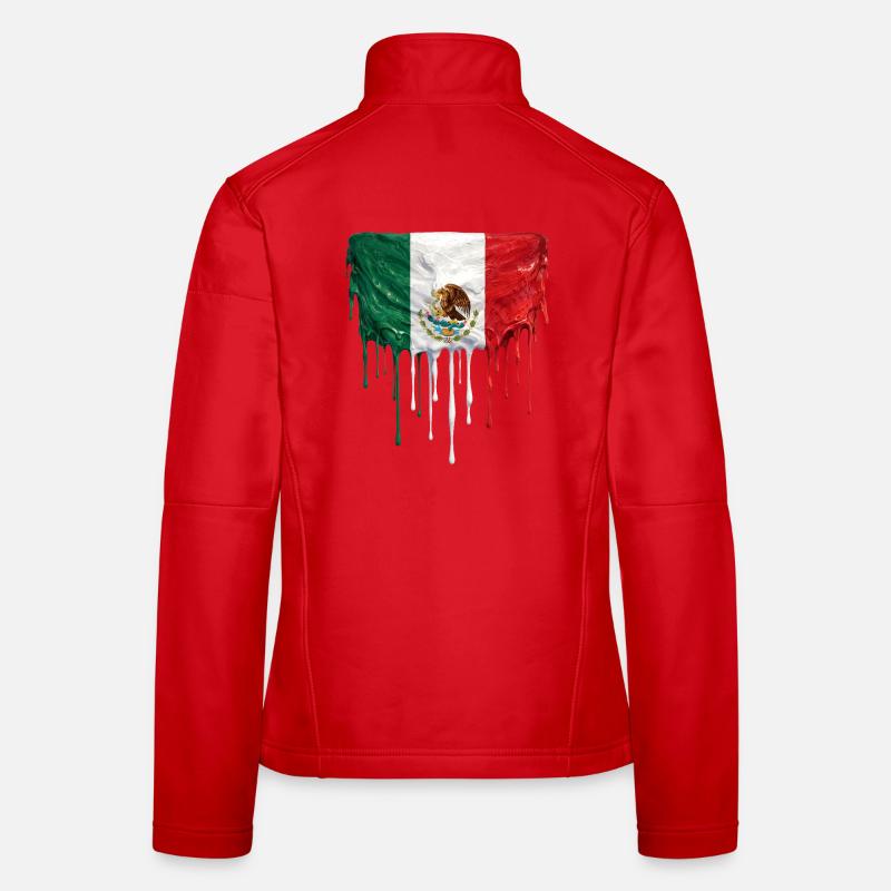 Mexican Dripping Flag Women's Softshell Jacket