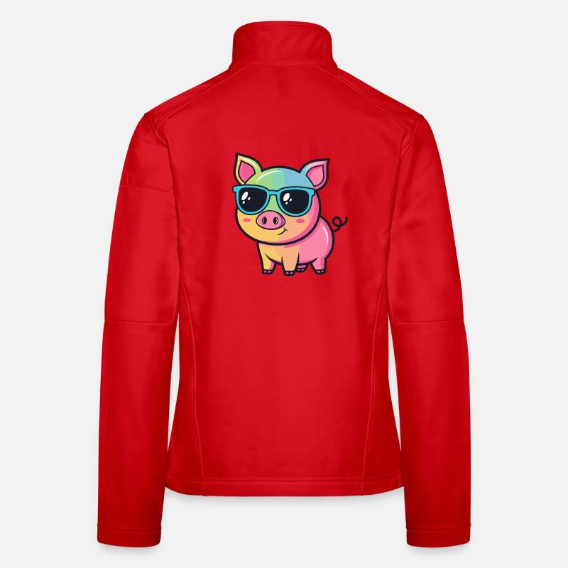 Cochon Coloré Lunettes Cool Soleil Veste en tissu softshell Femme