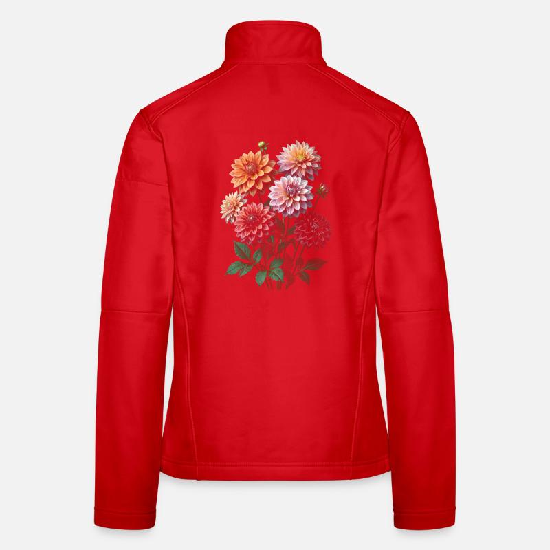 Collection colorée de fleurs de dahlia Veste en tissu softshell Femme