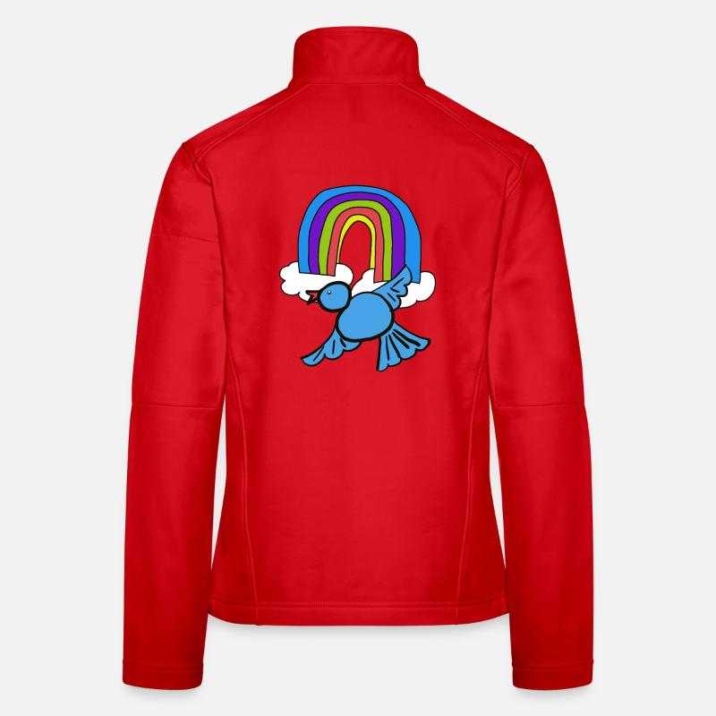 Rainbow Clouds Bird in the Sky Women's Softshell Jacket