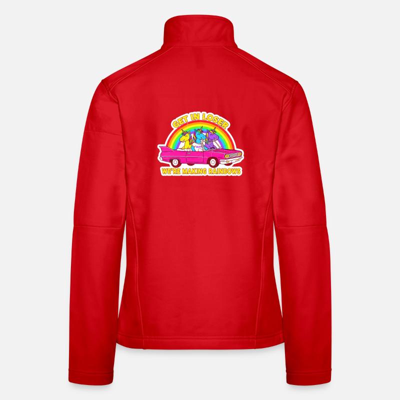 Rainbow Unicorn Road Trip Women's Softshell Jacket
