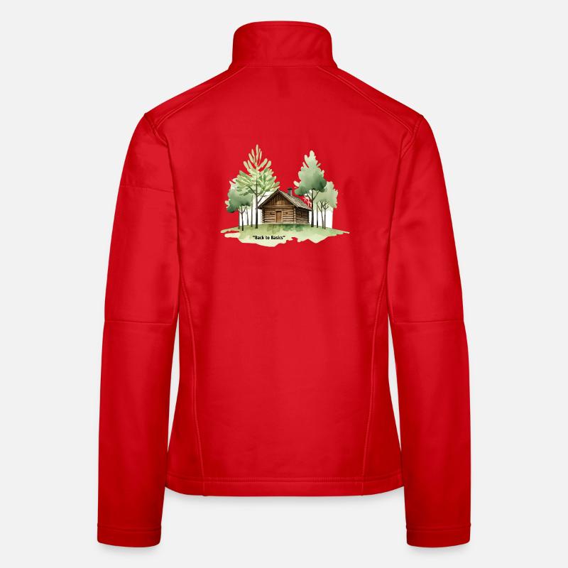 Retour aux bases : une cabane en forêt Veste en tissu softshell Femme