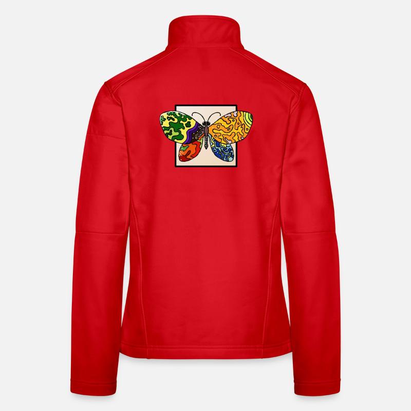 Multicolored Psyedelic Butterfly Women's Softshell Jacket