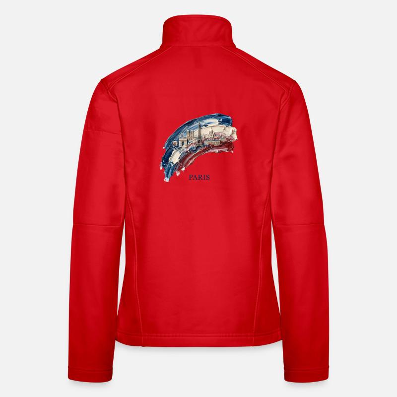 Paris Brushstroke Cityscape Flag - Women's Softshell Jacket - red