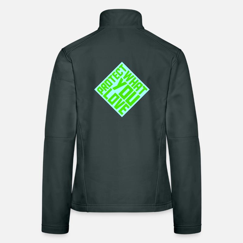 Déclaration de protection de la nature Protéger ce que vous aimez Logo de la Déclaration de Protection de la Nature Veste en tissu softshell Femme