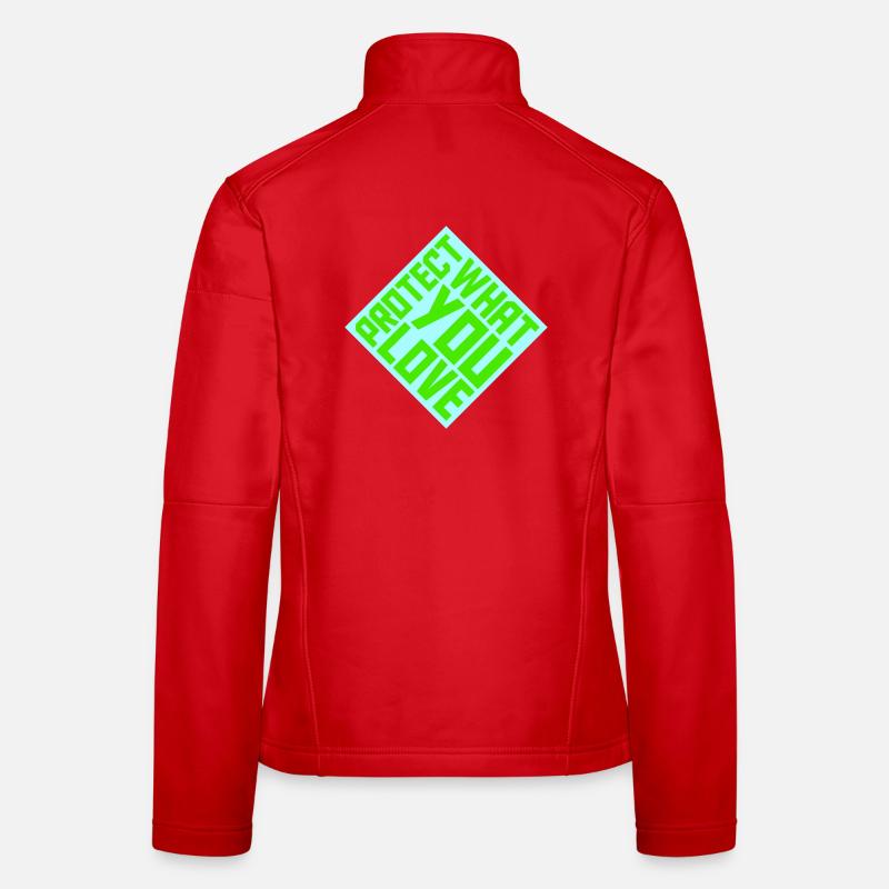Déclaration de protection de la nature Protéger ce que vous aimez Logo de la Déclaration de Protection de la Nature Veste en tissu softshell Femme