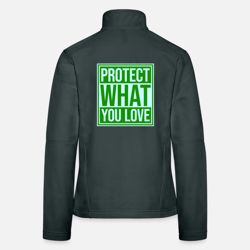 Déclaration de protection de la nature Protéger ce que vous aimez Logo de la Déclaration de Protection de la Nature Veste en tissu softshell Femme