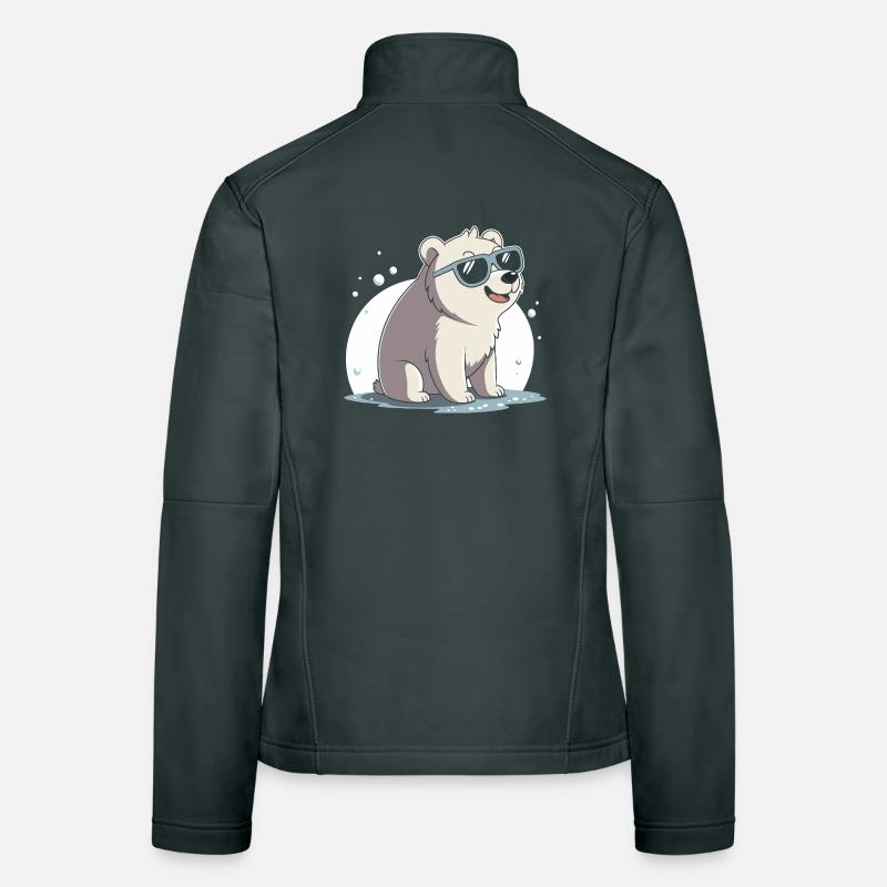 Chic polar bear in glasses Women's Softshell Jacket