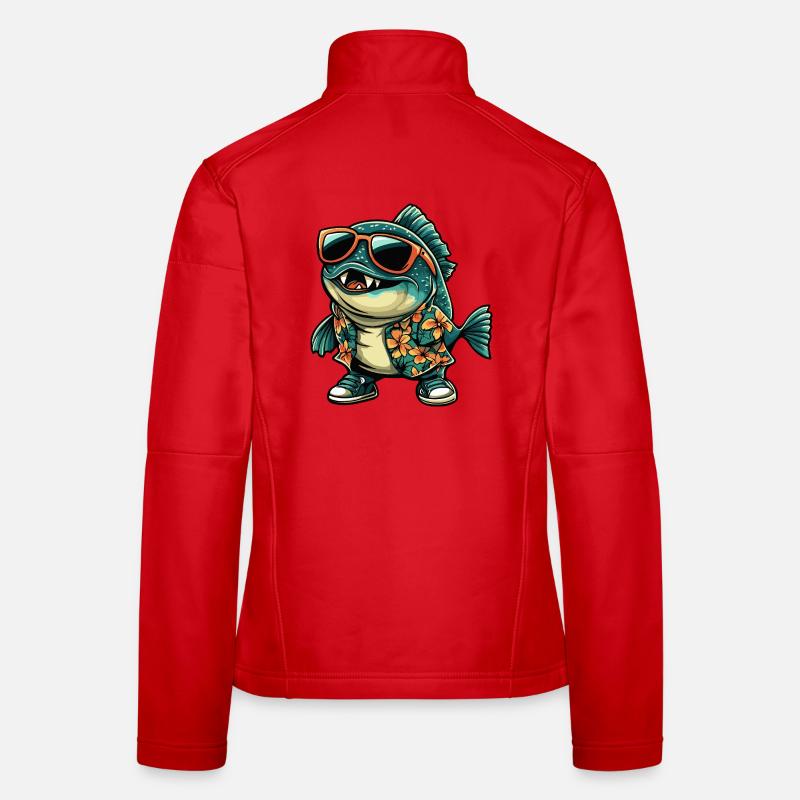 Vacances de bandes dessinées Piranha Fish Veste en tissu softshell Femme