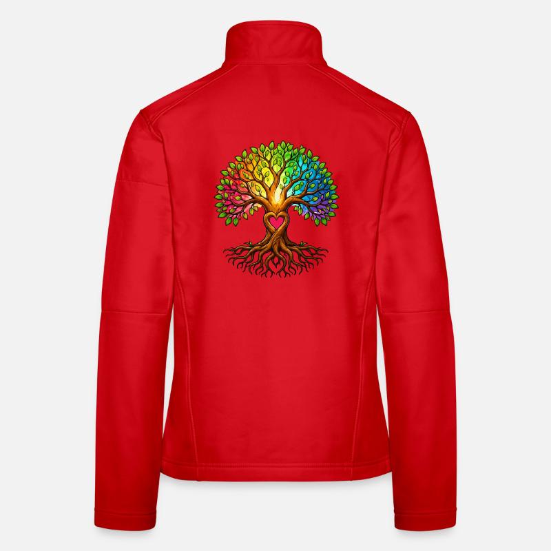 Baumherz Lebensbaum Regenbogen Frauen Softshelljacke