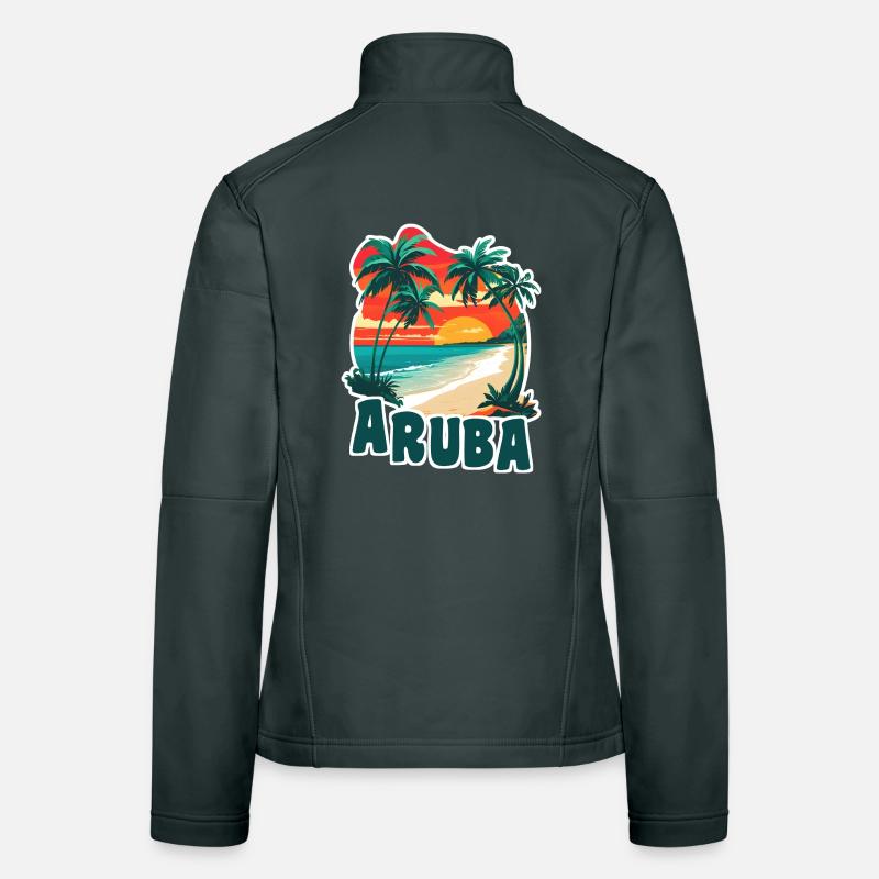 Plage de sable d’Aruba et palmiers Veste en tissu softshell Femme