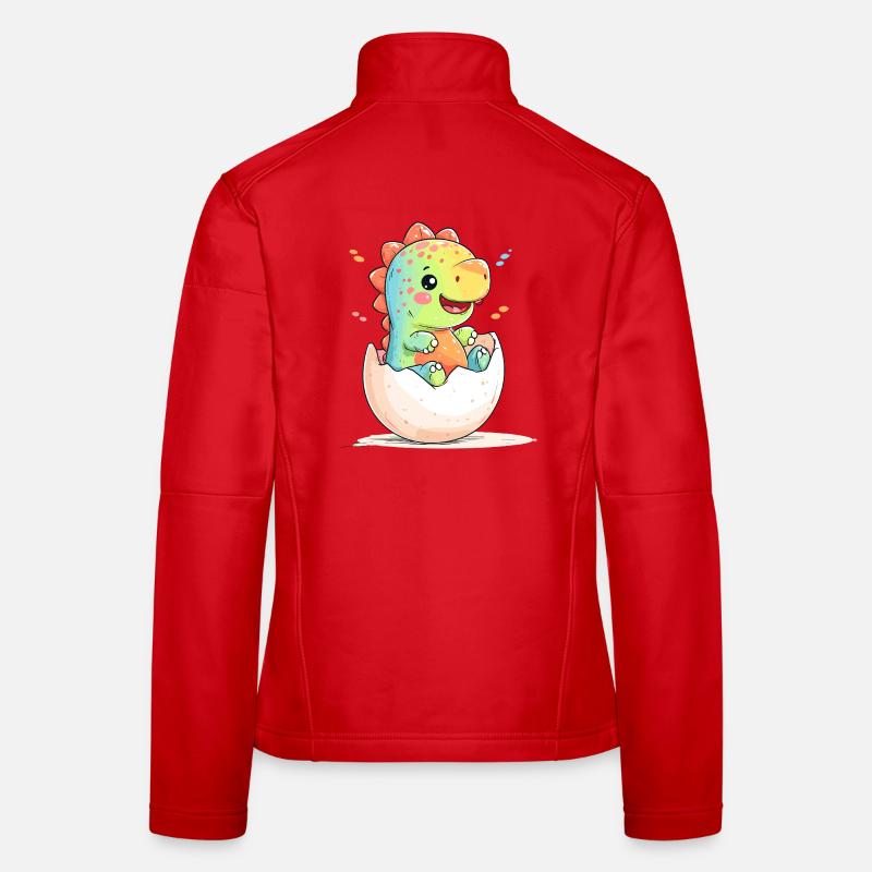 Cheerful dino chick from the egg Women's Softshell Jacket