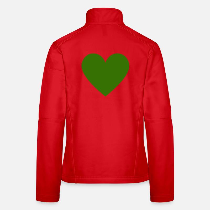 Green Heart Design - Dark Green - Minimalist - Women's Softshell Jacket - red